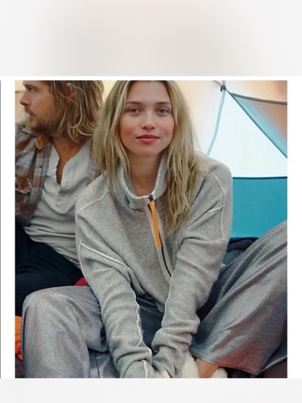 Free People gray quarter zip sweater